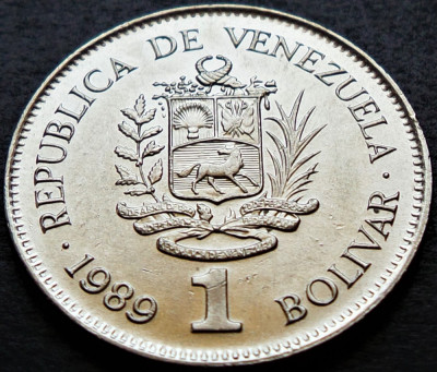 Moneda exotica 1 BOLIVAR - VENEZUELA, anul 1989 * cod 2706 = A.UNC foto