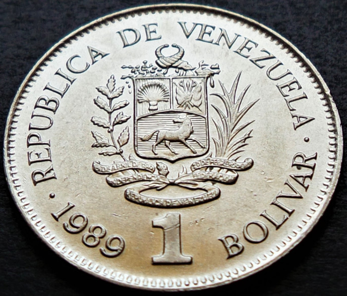 Moneda exotica 1 BOLIVAR - VENEZUELA, anul 1989 * cod 2706 = A.UNC