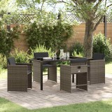 Cumpara ieftin Set de masă pentru grădină cu pernă 5 pcs Gri Rattan poli