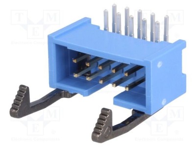 Conector IDC 10 pini 2x5 2,54mm unghi 90&amp;deg; THT TE Connectivity aurit tată albastru foto