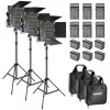 Kit 3 Panouri Neweer 480 LED,trepiezi 200 cm,6 baterii si 6 acumulatori,cabluri alimentare,gentute transport, Neewer