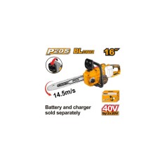 Drujba electrica 40 v cu motor fara perii 16&quot; 400 mm, 14,5 m/s fara acumulator - Ingco CGSLI40168