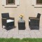 Gossi set mobilier bistro, 3 piese, negru poliratan/sticla securizata