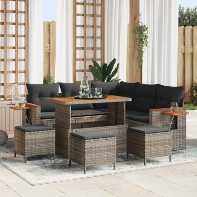vidaXL Set de canapele pentru grădină 9 pcs Gri 110 x 55 x 71 cm 3363183 foto