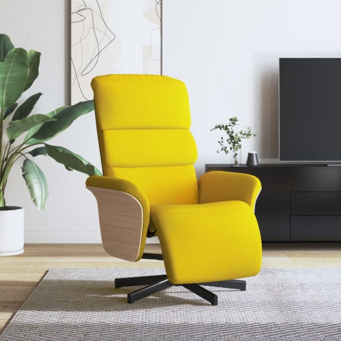 Gossi fotoliu rabatabil cu suport de picioare, galben deschis, textil