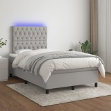 Cumpara ieftin Pat cu arcuri, saltea și LED, gri deschis, 120x200 cm, textil