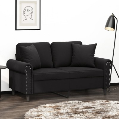 Gossi canapea cu 2 locuri cu pernute, negru, 120 cm, catifea foto