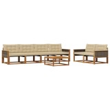 vidaXL Set de canapele de exterior cu pernă 7 pcs Natural și Bej 3381261