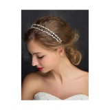 Cumpara ieftin Diadema (Coronita) Mireasa Model cu Pietre si Strasuri Argintie Circumferinta 42 cm-19463