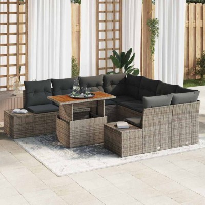 vidaXL Set de masă pentru grădină 9 pcs Gri și Brown 100 x 55 x 73 cm 3349943 foto