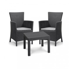 Set mobilier de grădină Rosario Balcon, culoare grafit, cu perne gri deschis