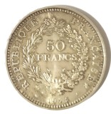 FRANTA 50 FRANCI 1975 ARGINT CU PATINA XF AUNC, Europa
