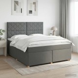 Cumpara ieftin Pat boxspring cu saltea Gri inchis 160 x 200 cm Tesatura