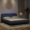VidaXL Cadru de pat cu lumini LED, gri &icirc;nchis, 180x200 cm, catifea 3213868