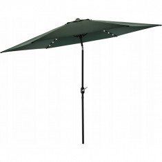 Umbrela gradina/terasa cu LED, manivela, Chomik, verde, 300 cm