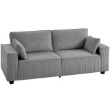 HOMCOM Canapea 3 locuri 218 cm, canapea modernă c&ocirc;telată cu tapițerie cu arcuri &icirc;n buzunar, brațe late și 2 perne, gri deschis | Aosom Romania