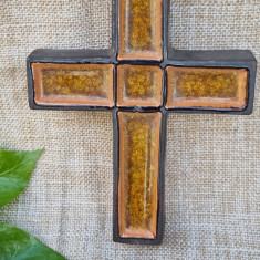 CRUCIFIX DIN CERAMICA CU DECOR GLAZURAT