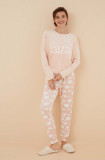 Women&#039;secret pijama COZY CLOUDS femei, culoarea roz, 3136021