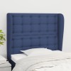 VidaXL Tăblie de pat cu aripioare, albastru, 93x23x118/128 cm, textil