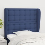 VidaXL Tăblie de pat cu aripioare, albastru, 83x23x118/128 cm, textil