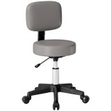 HOMCOM Taburet masaj cu roți, reglabil pe &icirc;nălțime, pivotant, cu spătar ergonomic, gri | Aosom Romania