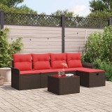 vidaXL Set de canapele pentru grădină cu pernă 6 pcs Rattan poli 3360205