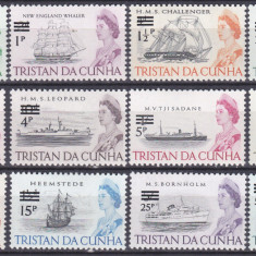 DB1 Tristan da Cunha Vapoare Corabii Uzuale Supratipar1971 12 v. MNH