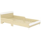 AIYAPLAY Pat Rectangular pentru Copii 3-10 Ani cu Structură din Lemn și Bariere de Protecție, 194,8x103x60,5 cm, Alb | Aosom Romania