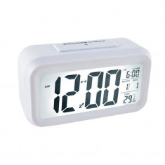 Ceas digital LCD, senzor pentru iluminare, alarma, termometru, calendar foto