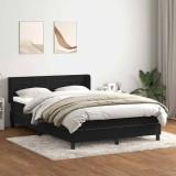Cumpara ieftin Pat box spring cu saltea, negru, 160x210 cm, catifea