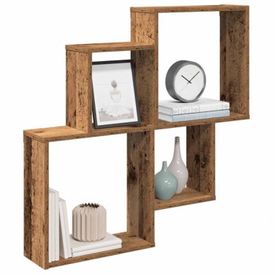 vidaXL Raft de perete cub, lemn vechi, 80x15x78,5 cm, PAL 856610 foto