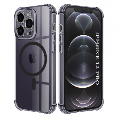 Husa MagSafe pentru Apple iPhone 12 Pro, Techsuit, Shockproof Clear, Neagra foto