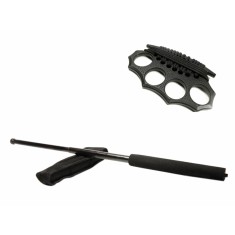 Set baston telescopic negru 50 cm + box negru model nou