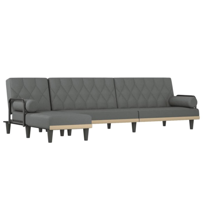 Canapea extensibila in forma de L gri inchis 260x140x70 cm