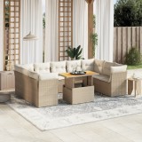 vidaXL Set canapele de grădină cu perne, 10 piese, bej, poliratan 3270995