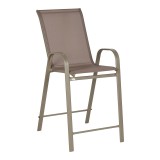 Cumpara ieftin Scaun de bar mediu Calan, metal si textilena, Gri inchis - Maro inchis - Maro deschis, 55x70x114 cm