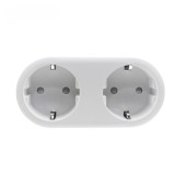 Priza dubla smart, WIFI, 16A, Aplicatie, Control vocal, Temporizator, Alba