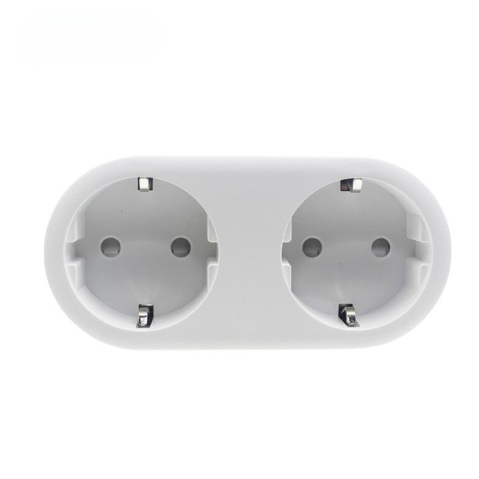 Priza dubla smart, WIFI, 16A, Aplicatie, Control vocal, Temporizator, Alba