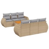 Cumpara ieftin Set canapele de gradina, 7 piese, cu perne, bej, poliratan