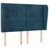 Cumpara ieftin Tablie pat cu urechi albastru inchis 147x23x118/128 cm catifea