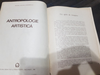 Antropologie artistica - carte fara coperti Ak foto