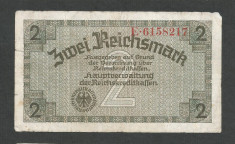 GERMANIA NAZISTA 2 MARCI REICHSMARK 1940 [35] P- 137a , 7 cifre , Litera R foto