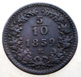 F.267 AUSTRIA 5/10 KREUZER 1859 E RARA, Europa, Cupru (arama)