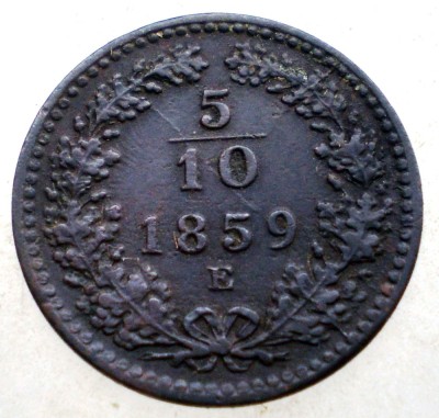 F.267 AUSTRIA 5/10 KREUZER 1859 E RARA foto