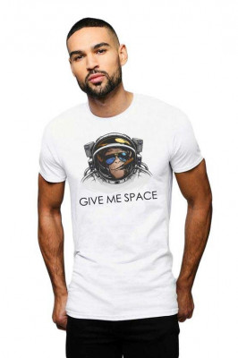 Tricou barbati alb - Give me space - M foto