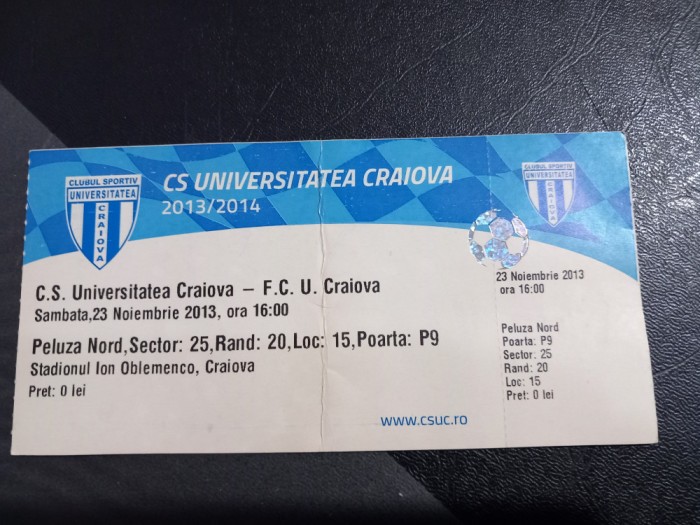 bilet C S U Craiova - FC U Craiova