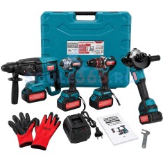 Set scule cu acumulator Campion PRO Professional, Polizor unghiular, Ciocan rotopercutor, Cheie impact, Bormasina, 2 acumulatori, 48V, 8Ah