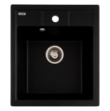 FCB-4651BBM/1, Chiuveta de bucatarie din granit cu o cuva, seria BRICK, Black/Metallic, 460x515x200 mm, FLOW