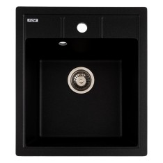 Chiuveta bucatarie din granit cu 1 cuva BRICK Flow, negru metalic, 460x515 mm