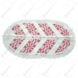 Servetel artizanat oval din bumbac 45&times;25 CM Alb/Rosu